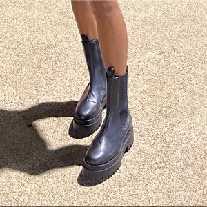 chunky black platform boots